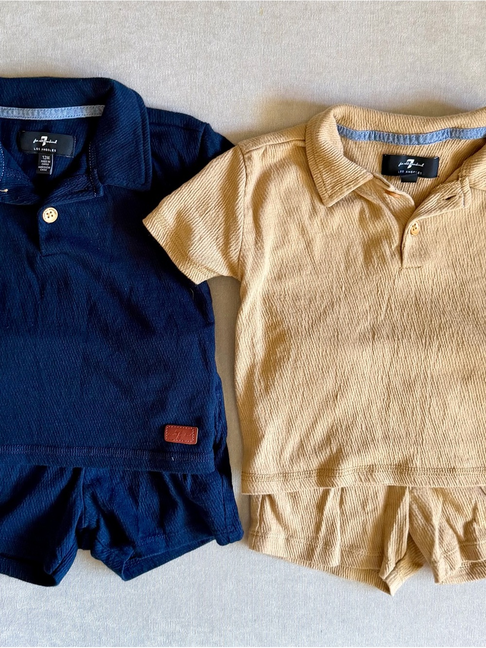 Two-Pack Kids Polo Top Set by 7 For All Mankind - Navy & Tan